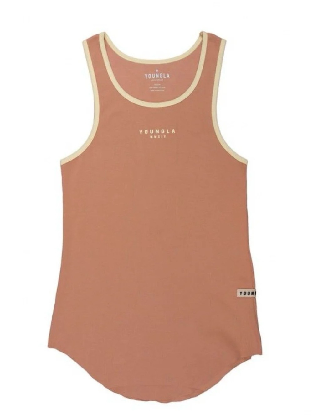 YoungLA Ribbed Tank Top in Dusty Rose with Cream Trim